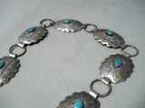 Amazing Vintage Native American Navajo Blue Gem Turquoise Sterling Silver Concho Belt Old-Nativo Arts