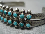 Striking Vintage Navajo Turquoise Row Sterling Silver Native American Bracelet-Nativo Arts