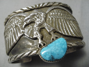 One Of The Best Native American Turquoise Sterling Silver Eagle Bracelet-Nativo Arts