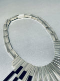 Advanced Silver Work Vintage Native American Navajo Sterling Silver Jet Necklace-Nativo Arts