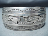 Detailed!! Vintage Native American Navajo Bear Sterling Silver Bracelet-Nativo Arts