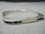 Native American Important Vintage Walapai Turquoise Sterling Silver Bangle Bracelet Old-Nativo Arts