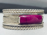 Native American Heavy Vintage Southwestern Sterling Silver Sugilite Bracelet Cuff-Nativo Arts