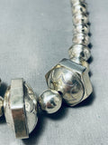 Native American One Of The Most Unique Bead Vintage Navajo Sterling Silver Necklace-Nativo Arts