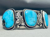 Astounding Vintage Native American Navajo Pilot Mountain Turquoise Sterling Silver Bracelet-Nativo Arts