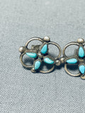 Fabulous Vintage Native American Zuni Blue Gem Turquoise Sterling Silver Earrings-Nativo Arts