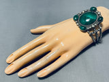 The Most Unique Vintage Native American Navajo Malachite Sterling Silver Bracelet Old-Nativo Arts