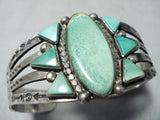 Unique Early Vintage Native American Navajo Cerrillos Turquoise Sterling Silver Bracelet-Nativo Arts