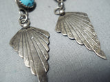Marvelous Vintage Native American Navajo Sleeping Beauty Turquoise Sterling Silver Earrings Old-Nativo Arts