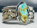 One Of The Most Detailed Ever Native American Navajo Royston Turquoise Sterling Silver Bracelet-Nativo Arts
