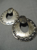 Amazing Vintage Navajo Convex Sterling Silver Native American Earrings-Nativo Arts