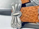 Authentic Signed Vintage Native American Navajo Sterling Silver Hand Tooled Concho Belt Old-Nativo Arts