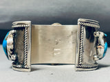 One Of The Best Vintage Native American Navajo Blue Gem Turquoise Sterling Silver Bracelet-Nativo Arts