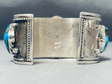 Astounding Vintage Native American Navajo Bisbee Turquoise Sterling Silver Bracelet Signed-Nativo Arts
