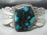 Rich Jim Native American Navajo Turquoise Mountain Turquoise Sterling Silver Bracelet-Nativo Arts