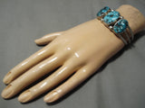 Native American Amazing Vintage Seafoam Turquoise Sterling Silver Bracelet Cuff Old-Nativo Arts