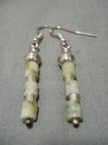 Wonderful Vintage Navajo Serpentine Sterling Silver Native American Earrings-Nativo Arts