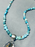 Joseph Paul White Buffalo Turquoise Native American Navajo Sterling Silver Necklace-Nativo Arts