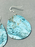 Native American Fabulous Santo Domingo Large Turquoise Slab Sterling Silver Earrings-Nativo Arts