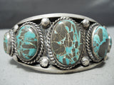 Heavy Vintage Native American Navajo Bisbee Turquoise Sterling Silver Bracelet Old Cuff-Nativo Arts