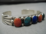 Stunning Wil Begay Vintage Native American Navajo Turquoise Gaspeite Sterling Silver Bracelet-Nativo Arts