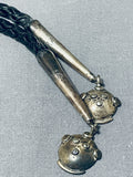 Towering Mudhead Benally Vintage Native American Navajo Sterling Silver Bolo Tie-Nativo Arts