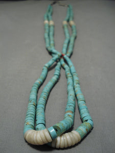 Incredible Vintage Native American Navajo Green Turquoise Sterling Silver Necklace-Nativo Arts