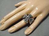 Marvelous Vintage Navajo Native American Skulls Sterling Silver Ring Huge!-Nativo Arts