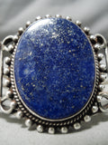 Vivid Moonlight Lapis Vintage Native American Navajo Sterling Silver Swirl Bracelet Old-Nativo Arts
