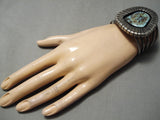 Best Vintage Native American Navajo Smokey Bisbee Turquoise Sterling Silver Bracelet Old-Nativo Arts
