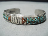 Dynamic Vintage Navajo Turquoise Sterling Silver Bracelet Native American Old-Nativo Arts