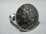 Superior Navajo Mercury Dime Sterling Silver Ring Native American-Nativo Arts