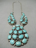 Chunky Dunky Turquoise Vintage Native American Navajo Sterling Silver Necklace-Nativo Arts