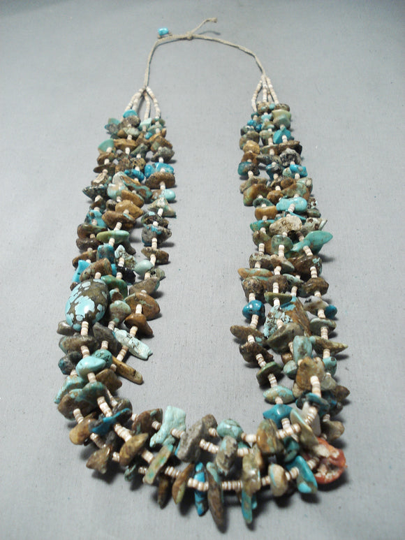 Phenomenal Vintage Native American Navajo Kingman Turquoise Coral Necklace-Nativo Arts