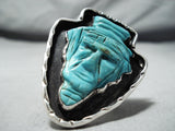 One Of The Best Vintage Native American Navajo Turquoise Indian Head Sterling Silver Ring-Nativo Arts