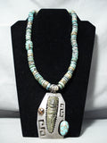 Native American Huge Heavy Vintage Sterling Silver Turquoise Necklace Old-Nativo Arts