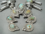 307 Grm Vintage Native American Navajo Royston Turquoise Sterling Silver Squash Blossom Necklace-Nativo Arts