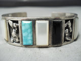 Native American Very Rare Vintage Navajo Carico Lake Turquoise Sterling Silver Bracelet-Nativo Arts
