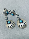 Wonderful Vintage Native American Navajo Sleeping Beauty Turquoise Sterling Silver Earrings-Nativo Arts