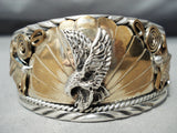 Detailed Soaring Eagle Vintage Native American Navajo Sterling Silver Bracelet-Nativo Arts