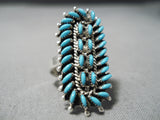 Slanted Turquoise Vintage Zuni Native American Sterling Silver Ring!-Nativo Arts