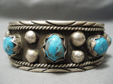High Grade Vintage Native American Navajo Persin Turquoise Sterling Silver Bracelet Old-Nativo Arts