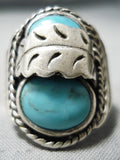 Amazing Vintage Navajo Turquoise Sterling Silver Ring Native American Old-Nativo Arts