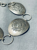 Signed Nez Vintage Native American Navajo Sterling Silver Concho Bracelet-Nativo Arts