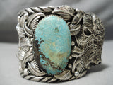 One Of Biggest Best Heavy Native American Navajo Buffalo Turquoise Sterling Silver Bracelet-Nativo Arts