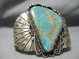Museum Vintage Native American Navajo Old Deposit #8 Turquoise Sterling Silver Bracelet Old-Nativo Arts