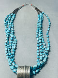 One Of The Most Detailed Ever Vintage Native American Navajo Turquoise Sterling Silver Necklace-Nativo Arts