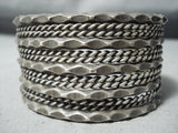 Hand Wrought Vintage Native American Navajo Sterling Silver 13 Shank Bracelet Old-Nativo Arts