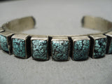 Museum Vintage Native American Navajo Squared Crow Springs Turquoise Sterling Silver Bracelet-Nativo Arts