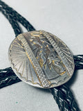 Important Wylie Vintage Native American Navajo Sterling Silver Bolo Tie-Nativo Arts